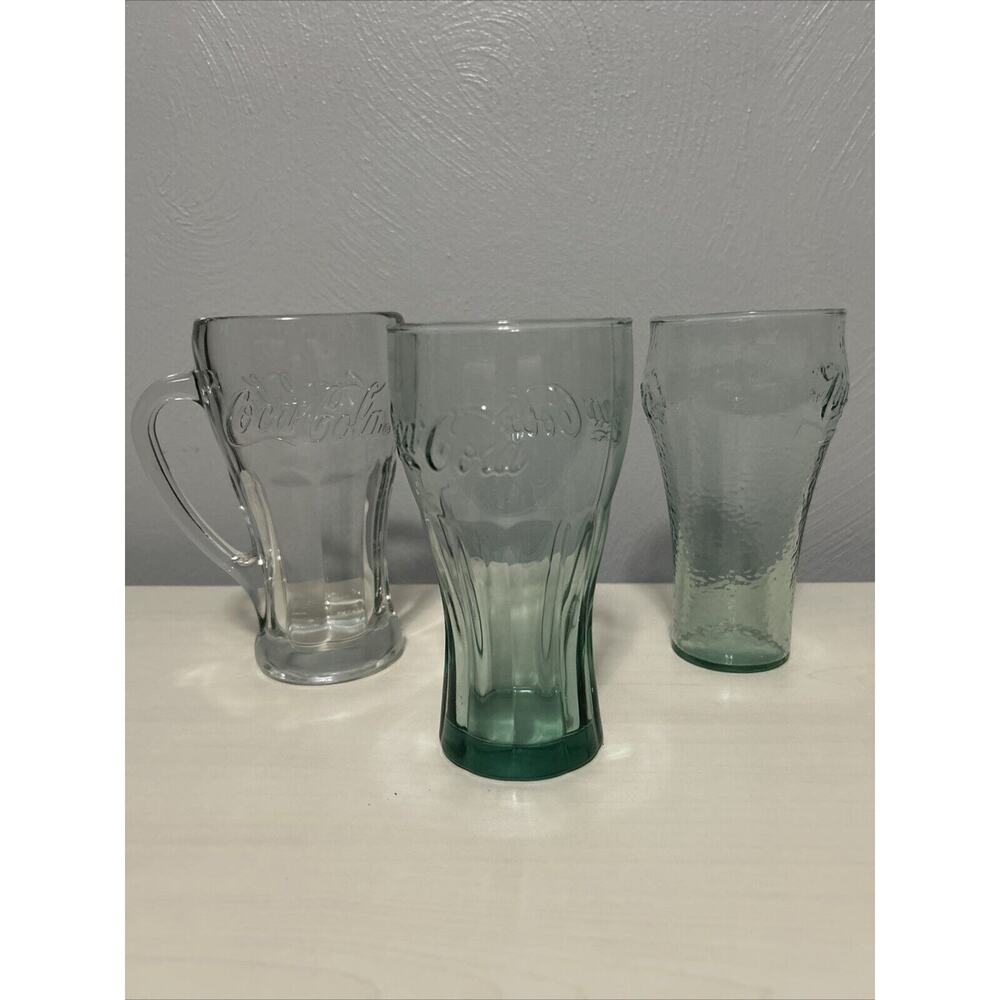 Vintage Mixed Lot of Glass Coca Cola Glasses Cup (3)‎